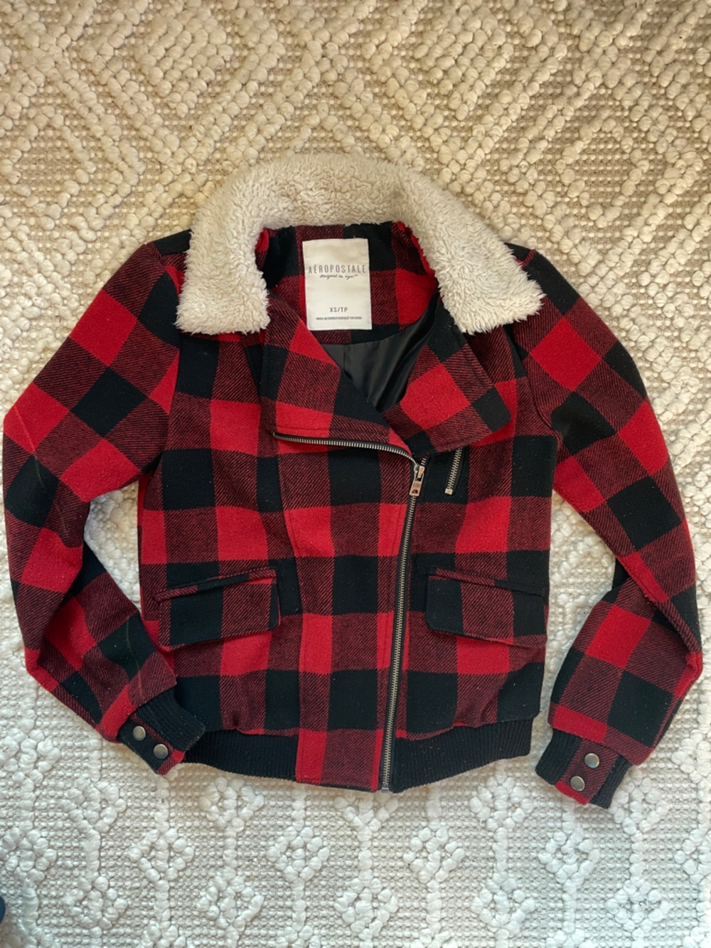 Aeropostale buffalo print Moto style jacket XS